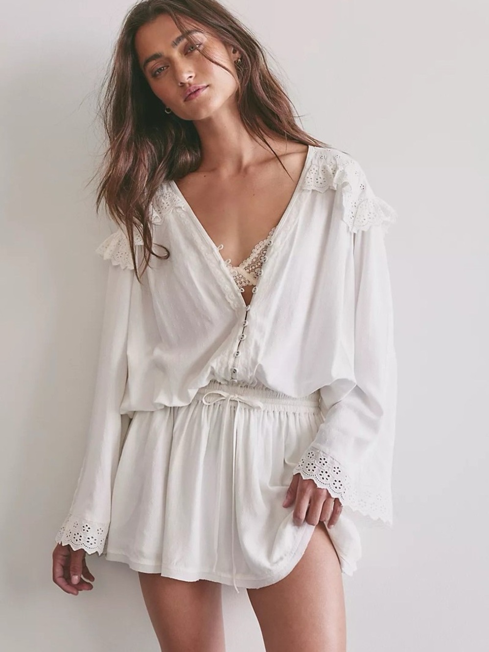 Free People Happy All the Time Eyelet Mini Dress